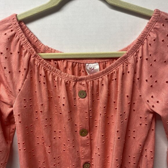 Y2K No Boundaries Off Shoulder Crop Top Women’s Blouse Sz 3-4 Coral Vtg Beach - Picture 2 of 10